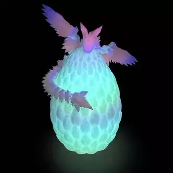 3D Printed Flying Dragon In Egg - Glow Surprise Egg With Flexible Winged Dragon Inside, Mystery Beautiful Toy, Birthday Gift, Desk Decor One Size