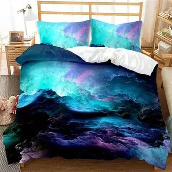 3D Printed Galaxy Duvet Cover Set bedding sets Universe Outer Space Themed Bed Linen King Queen Twin Size Boys Girls Adultse 135X200cm-2pcs
