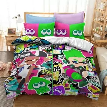 3D Printed Game Splatoons Bedding Set Duvet Cover Bedroom Comforter Single Twin King Size Quilt Cover Home Textile 70x133cm 2pcs