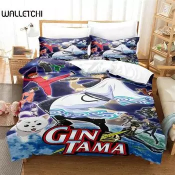 3D Printed Gintama Bedding Set Anime Gintoki Sakata Duvet Cover Double Twin Full Queen King Adult Kids Bedclothes Quilt Cover 135x200cm 2pcs