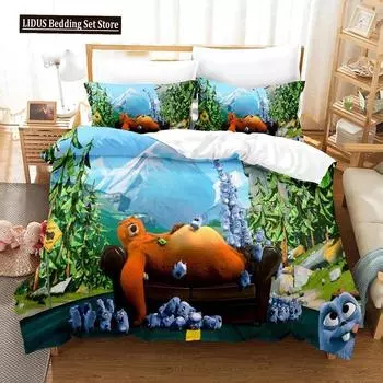 Комплект постельного белья Grizzy N Lemmings, напечатанный на 3D-принтере, пододеяльник, покрывала для спальни, одинарный, полуторный, королевский размер, покрывало для квилта, дом 23 шт. 70x133cm 2pcs