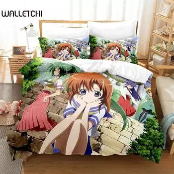 3D Printed Higurashi When They Cry Bedding Sets exquisite bed supplies set duvet cover bed comforter set luxury birthday gift 135x200cm 2pcs