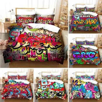 3D Printed Hip-hop Style Bedding Set Duvet Cover Bedroom Comforter Covers Single Twin King Size Quilt Cover Home Textile 70x133cm 2pcs