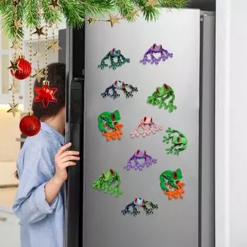 3D Printed Magnetic Frog Fake Articulated Frog Figurine Refrigerator Magnet Frog Fidget Toy