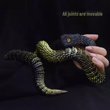 3D Printed Movable Viper Snake Toy and Desktop Ornament