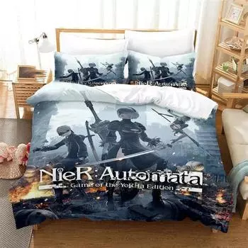 3D Printed NieR Automata Bedding Set,Duvet Cover Comforter Bed Set Quilt Cover Pillowcase,King Queen Twin Size Boys Girls Adults 70x133cm 2pcs