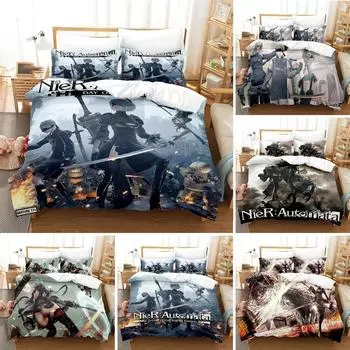 3D Printed NieR Automata Bedding Set Duvet Cover Bedroom Comforter Covers Single Twin King Size Quilt Cover Home Textile 70x133cm 2pcs
