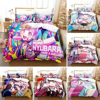3D Printed Nyubara Reona Bedding Set Anime Raise A Suilen Duvet Cover Double Twin Full Queen King Adult Kids Bedclothes Quilt 70x133cm 2pcs