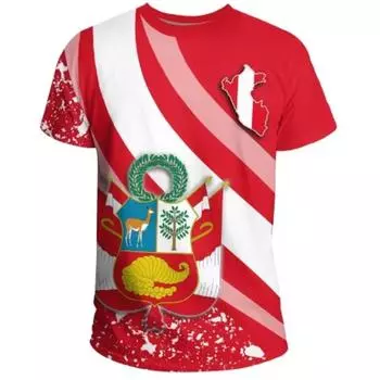 Футболка с изображением перуанского флага, напечатанная на 3D-принте, мужская футболка с крутым дизайном, женская одежда, модная уличная одежда в стиле Харадзюку, футболки, топы M