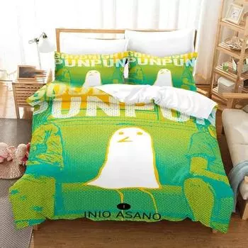 3D Printed Punpun Oyasumi Goodnight Bedding Set Boys Girls Twin Queen Size Duvet Cover Pillowcase Bed Kids Adult EU Single 135x200cm