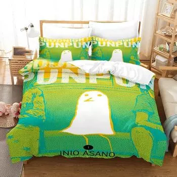 3D Printed Punpun Oyasumi Goodnight Bedding Set Boys Girls Twin Queen Size Duvet Cover Pillowcase Bed Kids Adult EU Single 135x200cm
