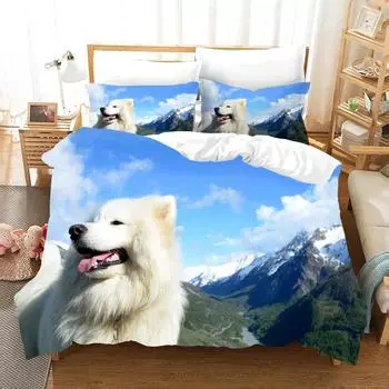 3D Printed Samoyed Bedding Set Duvet Cover Bedroom Comforter Covers Single Twin King Size Quilt Cover Home Textile 70x133cm 2pcs