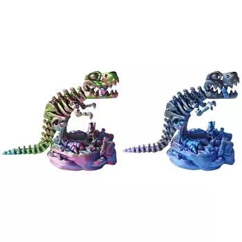 3D Printed Skeleton Tyrannosaurus Rex Toy Movable Joints (red blue green)