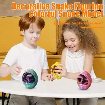 3D Printed Snake Egg Figurine Movable Joints Colorful Snake Articulated Animal Model Fidget Toy золотистый