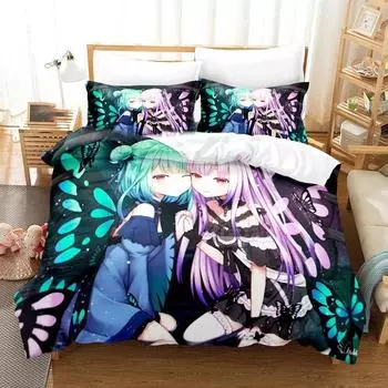 3D Printed Uruha Rushia Hololive Butterfly Girl Bedding Set Boys Girls Twin Queen Size Duvet Cover Pillowcase Bed Boys Adult EU single(135x200cm)