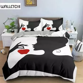 3D Printed Woman Portrait Bedding Set,Girls Adult Single Twin Queen Size,Duvet Cover Pillowcase Bedding 135x200cm 2pcs