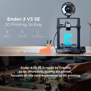 3D-принтер Creality Ender-3 V3 SE с автоматическим выравниванием CR Touch, размер печати 220*220*250 мм и UK Plug чёрный