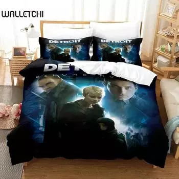 3D-принтер для игры Detroit Become Human Постельное белье Пододеяльник Постельный комплект Одеяло Наволочка Одеяло King Queen Size Мальчики Взрослые 70x133cm 2pcs