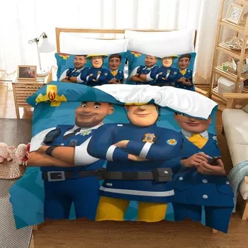 3D Printing Anime Bed Sheet Fireman Sam Bedding Set Single Twin Full Queen King Size Bed Set Adult Kid Bedroom Duvet cover Sets EU Twin 135x200cm