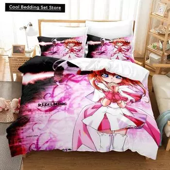3D Printing Anime Kawaii Girls Rizelmine Bedding Set Single Twin Full Queen King Size Bed Set Adult Kid Bedroom Duvet cover Sets EU single(135x200cm)