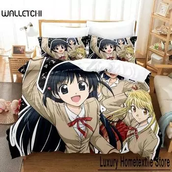 3D Printing Anime Kawaii School Rumble Bedding Set Single Twin Full Queen King Size Bed Set Adult Kid Bedroom Duvet Cover Sets 70x133cm 2pcs