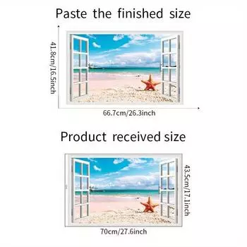 3D Природные Пейзажи Поддельные Наклейки На Окна Сакура Дерево Пляжное Здание Стены Искусства Росписи Наклейки Украшения Домашнего Офиса Виниловые Обои