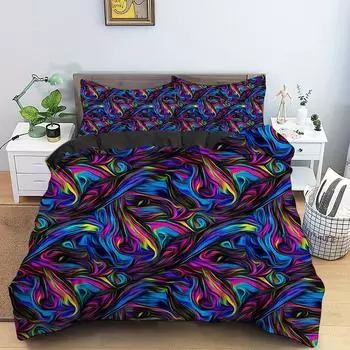 3D психоделический геометрический комплект постельного белья из трех частей для взрослых и подростков, украшение для спальни EU single 135*200