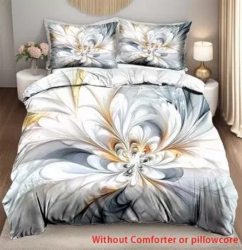 3D Psychedelic Floral Duvet Cover Set Abstract Flower Print Bedding For Bedroom Decor Soft Comfortable Quilt Covers Pillow Cose EU single(135x200cm)