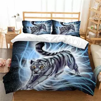 3D ПУХОВОЕ ОДЕЯЛО постельное белье из микрофибры, 2/3 комплекта постельного белья с принтом, 3d синий световой волнистый тигровый принт, ПУХОВОЕ ОДЕЯЛО, комплект постельного белья UK Single 135x200cm
