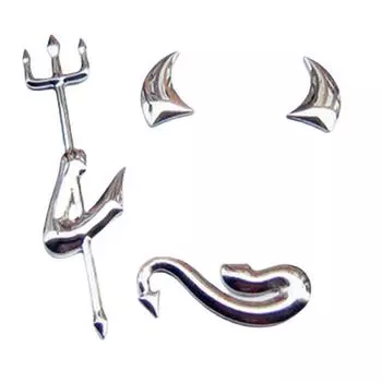 3D ПВХ Мягкий клей Дьявол Наклейка на машину - Дизайн индивидуальности серебряный