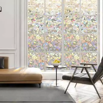 3D Радужная светоотражающая оконная пленка Декоративная конфиденциальность Статические прилипатели Стеклянная наклейка 44.5-100cm