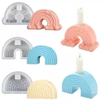 3D Радужный арочный мост DIY Ароматическая гипсовая облачная радужная орнаментная восковая форма 3D силиконовые формы для свечей Домашнее ремесло Украшения