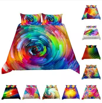3D Радужный комплект постельного белья Красочный пододеяльник и наволочка AU/US/UK/DE/EU Цифровая печать высокой четкости Полноразмерный быстросохнущий домашний интерьер Baby 100x135cm