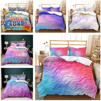 3D Радужный принт, домашний комплект постельного белья, красочный пододеяльник для спальни, наволочка, простыня/двойной король, 2/3 предмета, украшение для спальни Baby 100x135cm