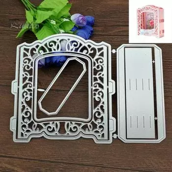 3D рамка для поздравительных открыток, дверь, фотоальбом, тиснение, резка, трафарет для скрапбукинга серебряный