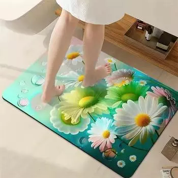 3D расширение ветра трехмерный диатомовый грязевой напольный коврик для ванной комнаты туалета водопоглощающий нескользящий коврик для ног бытового туалета быстросохнущий 40x60cm белый