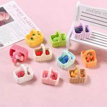 3D разноцветная мультяшная смоляная заколка для волос и пряжка для обуви с дизайном фруктовой корзины