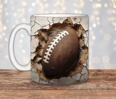 3D Регби Американский футбол Керамическая кофейная кружка Чашка для воды Спорт 301-400ml