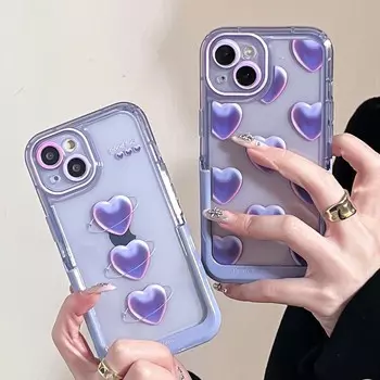 3d рельефный фиолетовый чехол для телефона Love для Iphone 13 12 Pro Max 14 Promax 11, силиконовый держатель-подставка, задняя крышка с рисунком Ins Jane Heart For iphone 12pro