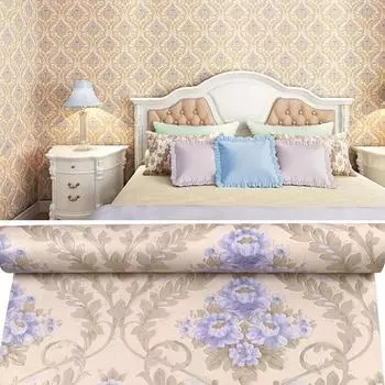 3D ретро фиолетовые цветочные обои Peel and Stick водонепроницаемые съемные наклейки для кухни холодильники украшения дома 45*300cm/17.7*118in