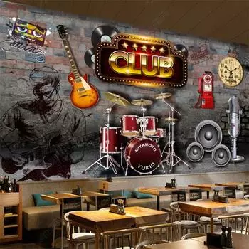 3D ретро ностальгические кирпичные стены на заказ обои для музыкальной темы бара КТВ фоновая стена съемные обои промышленный декор росписи 200 cm(W) x 140 cm(H)