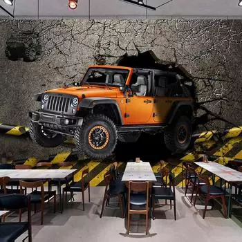 3D ретро ностальгический автомобиль сломанная настенная роспись гостиная кухня ресторан бар фон Декор плакат обои 200 cm(W) x 140 cm(H)