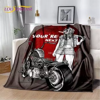 3D Ретро Винтаж Мотоцикл Мягкий Плюшевый Одеяло, Фланелевое Одеяло Плед Для Гостиной Спальни Покрывало Кровати Дивана Пикника 50x60in