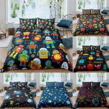 3D-робот Doona Quilt Пододеяльник Наволочка Одинарный двойной Queen King Постельные принадлежности Single 135x200cm