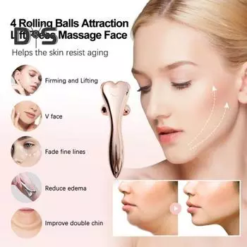 3D-роликовый массажер с эргономичной ручкой, вращающиеся на 360° шарики, уменьшающие морщины, подтягивающие кожу, укрепляющие Y-образную форму, ручной массаж для похудения лица серебряный