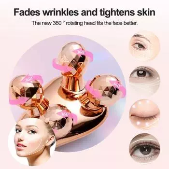 3D роликовый массажер с эргономичной ручкой, вращающиеся на 360° шарики, уменьшающие морщины, подтягивающие кожу, укрепляющие Y-образное лицо, для похудения, ручной массажный инструмент серебряный