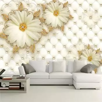 3D Роскошные Золотые Украшения Цветочные Настенные Росписи Мягкая Сумка Ювелирные Изделия Фон Обои Домашний Декор 200 cm(W) x 140 cm(H)