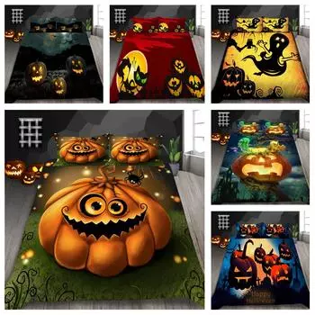3D Роскошный домашний комплект постельного белья Хэллоуин Одеяло и наволочка Полноразмерное удобное домашнее постельное белье UK Single 135x200cm
