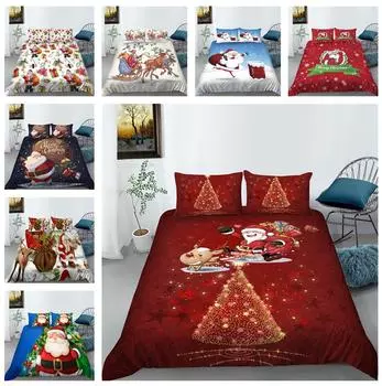 3D Роскошный новогодний комплект постельного белья Новогоднее атмосферное украшение, односпальная/двуспальная кровать, AU/EU/DE, новогоднее украшение для спальни на молнии DE 100x135cm