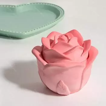 3D роза банка для свечей, бетонные силиконовые формы с крышкой, кристаллическая форма из смолы, цветок, подсвечник, коробка для хранения, цементная форма, домашний декор 3 SETS